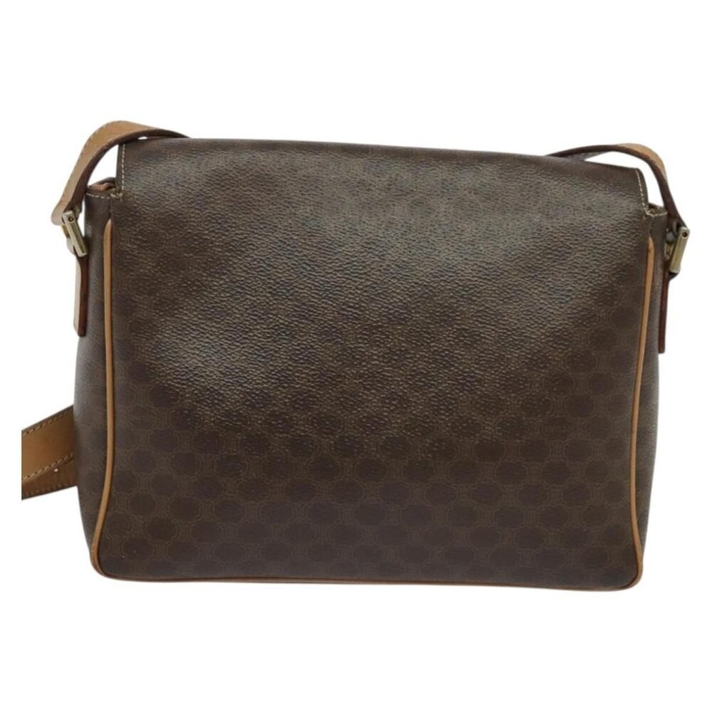Authentic CELINE Macadam Canvas Shoulder Bag PVC Leather Brown Gold - Picture 9 of 16